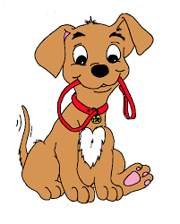 dog cartoon Cartoon dog holding a red leash in mouth.