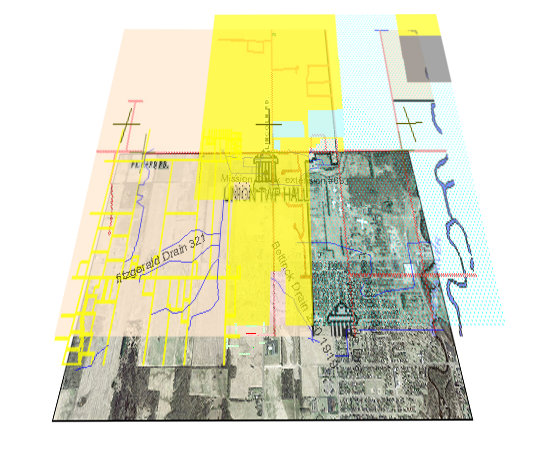land use map image Colorful, layered map design with detailed elements.