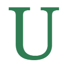 Green uppercase letter U on white background.